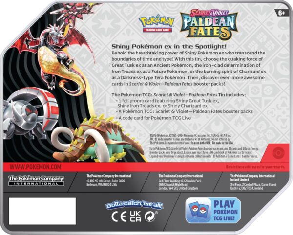 Pokemon TCG: SV4.5 Paldean Fates Tin - Charizard - Image 2